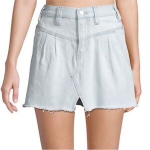 Free People Side Car Mini Skirt Denim Jean Size 30 NWT Silver Lake